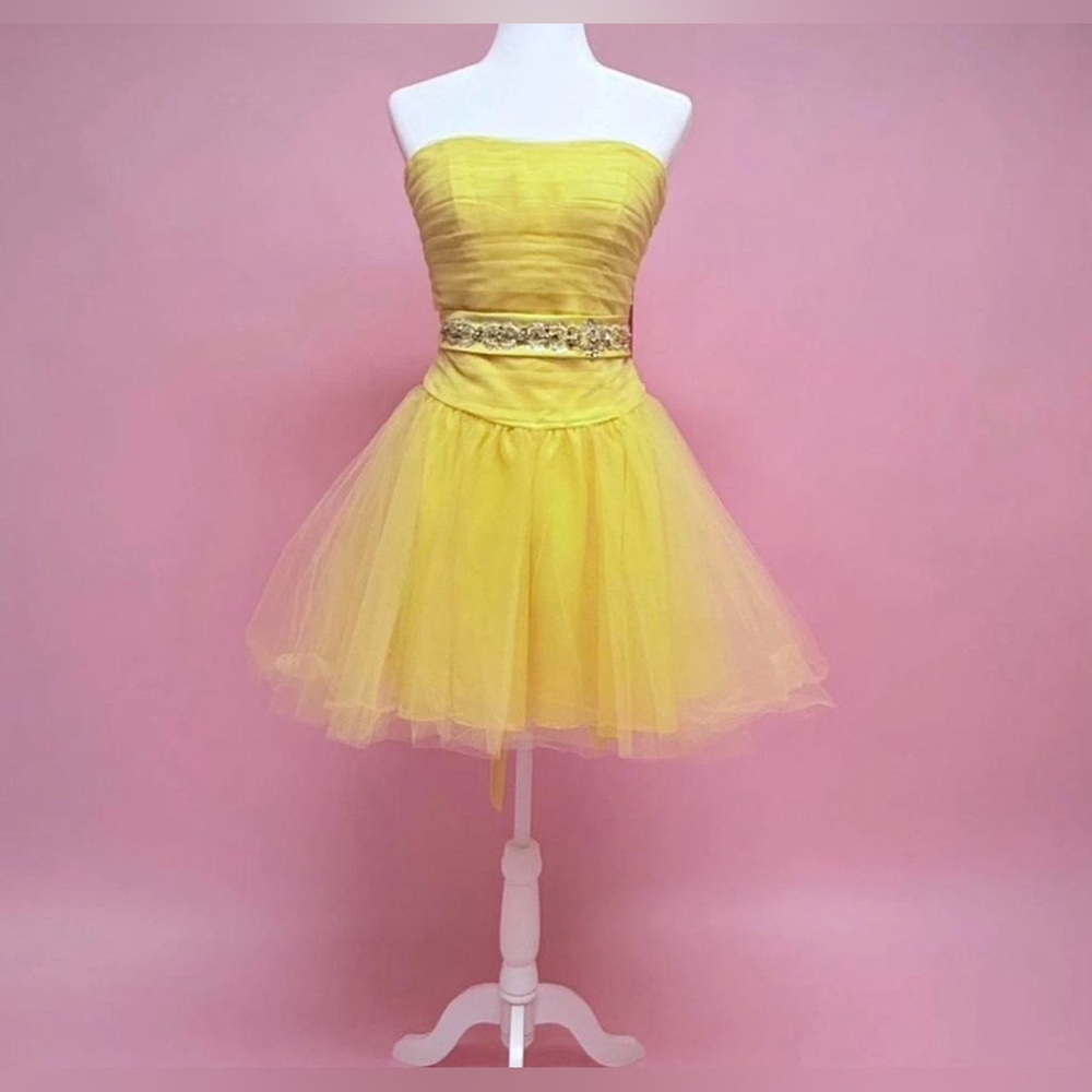 Mori Lee Vibrant Yellow Party Dress